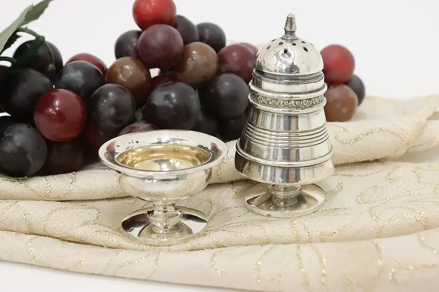 Main image of Victorian Antique Silverplate Salt Cellar & Pepper Shaker