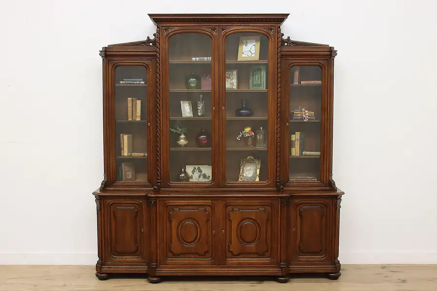 Main image of Classical Antique Carved Oak Bookcase Display or Bar, Lund