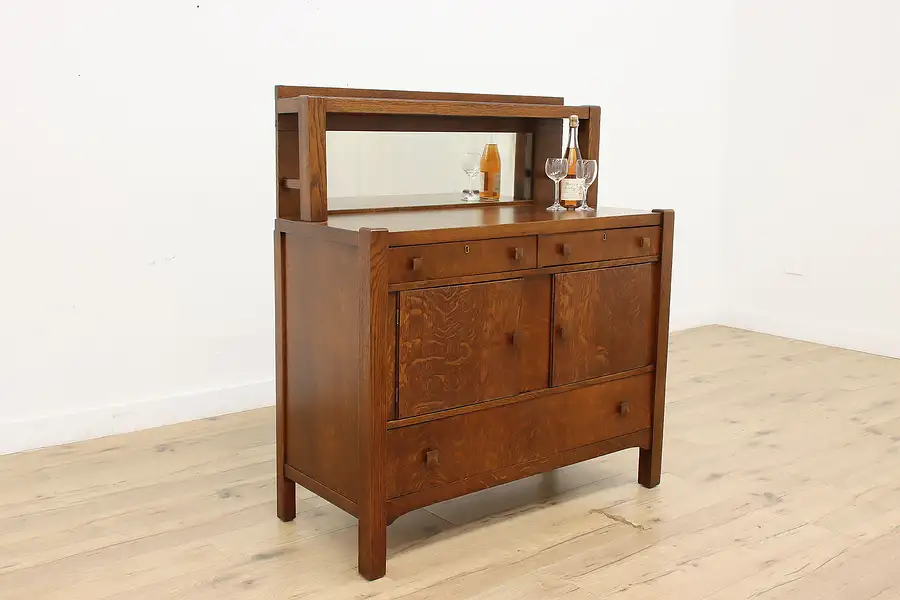 Main image of Arts & Crafts Mission Oak Antique Buffet, Sideboard or Bar