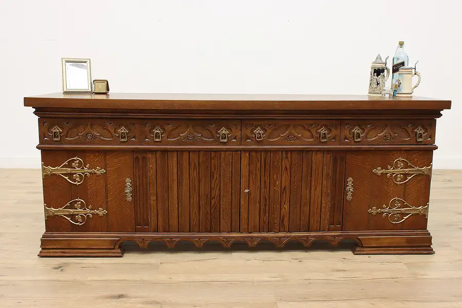 Main image of Renaissance Vintage Oak TV, Hall Console Back Bar Sideboard