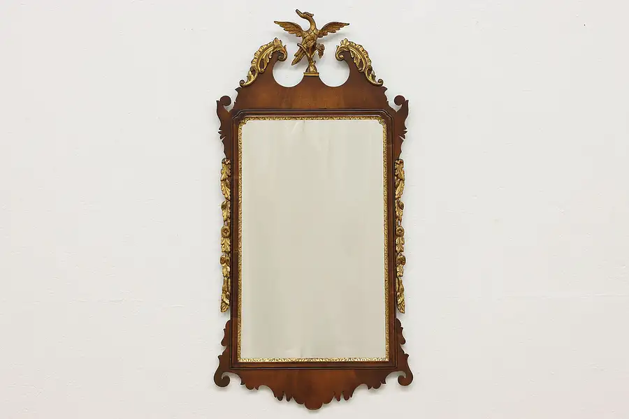 Main image of Georgian Vintage Carved Mahogany & Gilt Mirror, Bird