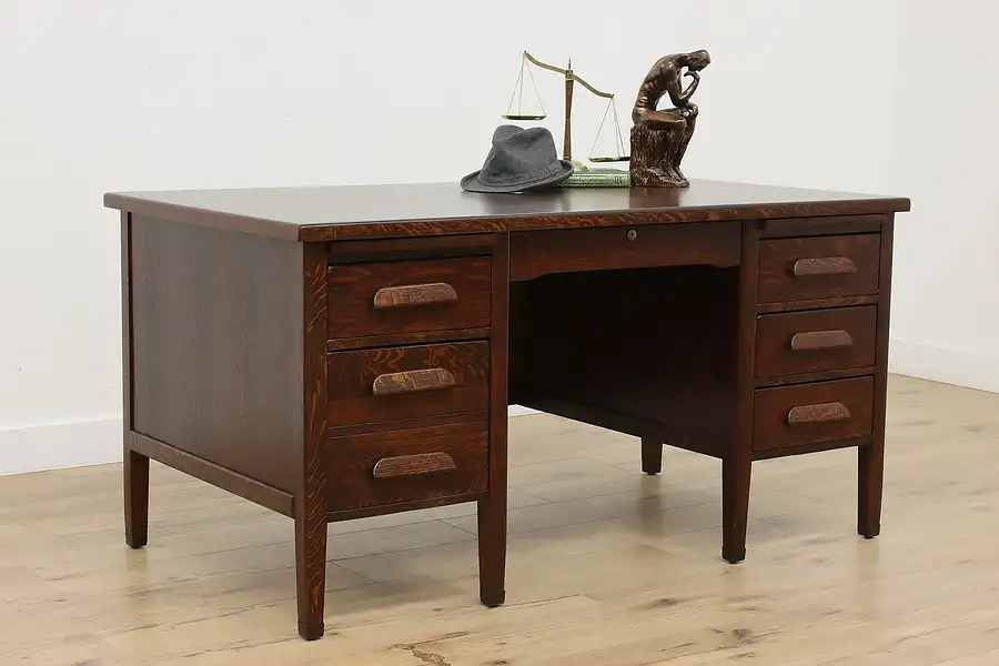 Main image of Arts & Crafts Mission Oak Antique Craftsman Office Desk