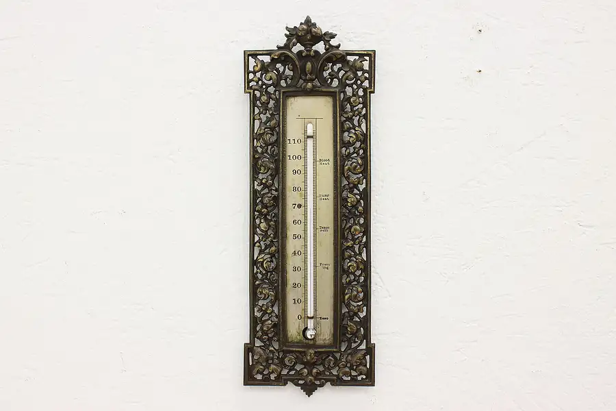 Main image of Victorian Antique Filigree Thermometer, Bradley & Hubbard