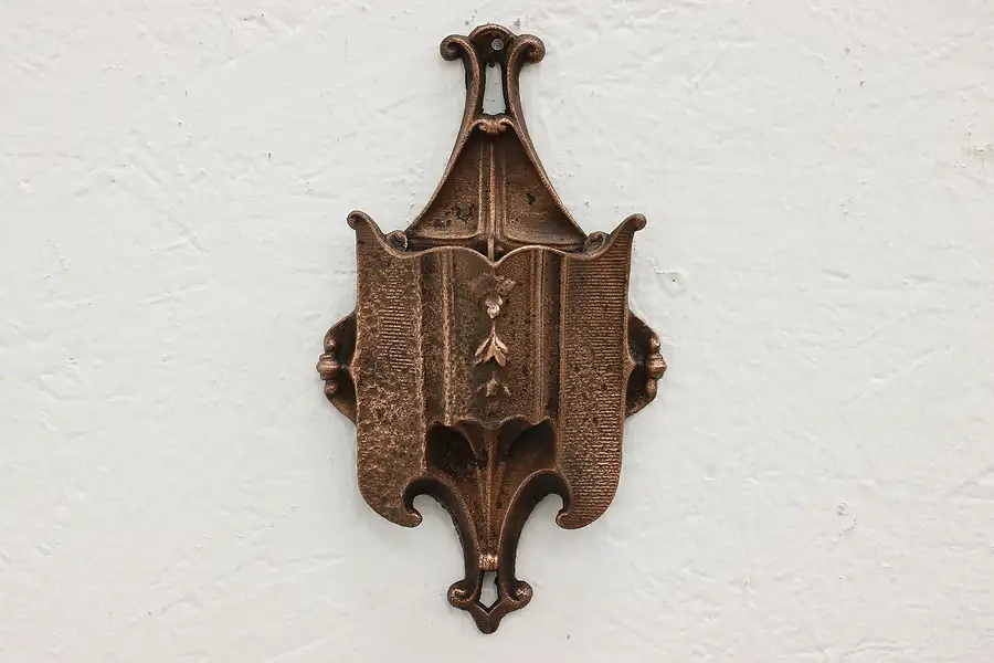 Main image of Victorian Antique Copper Finish Cast Iron Wall Match Holder