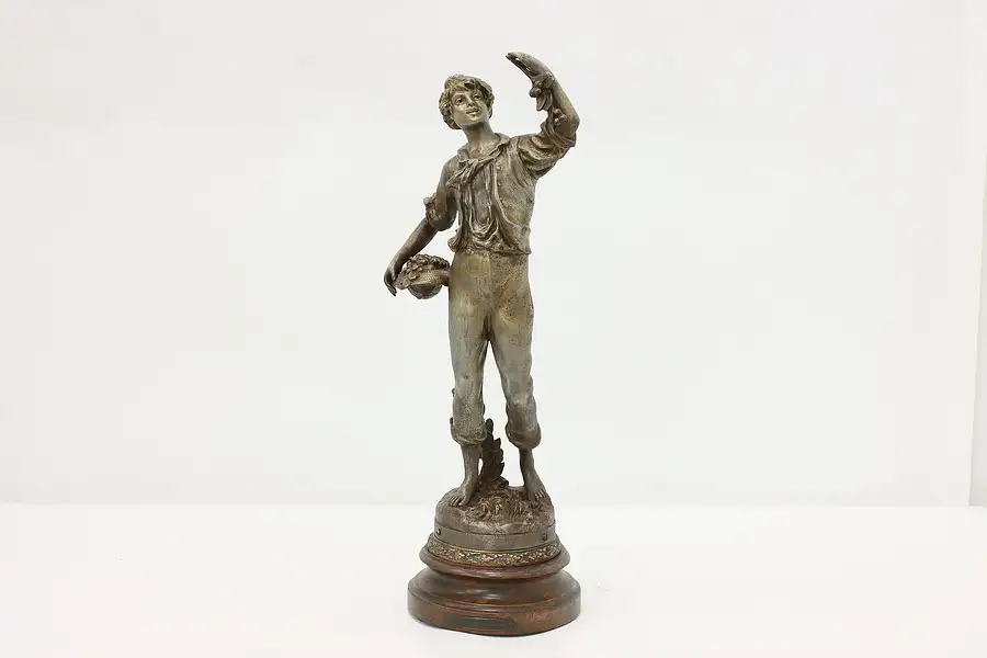 Main image of Picking Cherries Sculpture Antique Metal Statue, Rousseau