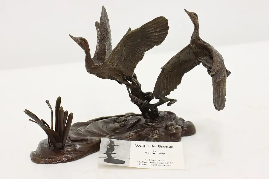 Main image of Flying Ducks Statue Vintage Bronze Sculpture, Winship