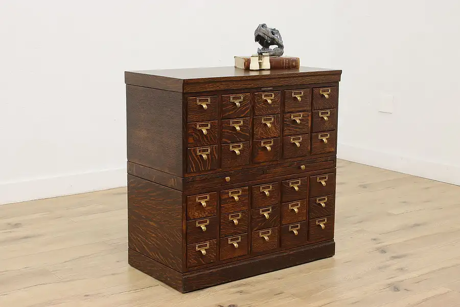 Main image of Oak 30 Drawer Office Card File Cabinet, Library Bureau