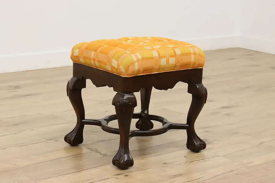 Main image of Georgian Vintage Midcentury Upholstery Footstool or Bench