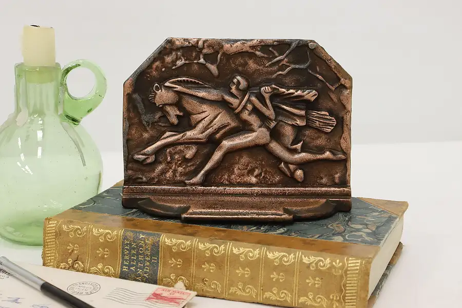 Main image of Art Deco Antique Cast Iron Horse Tamer Bookend or Doorstop