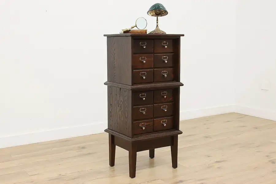 Main image of Arts & Crafts Mission Oak Antique 12 Drawer File Cabinet