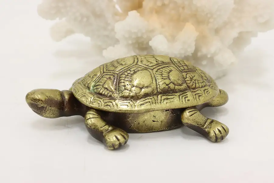 Main image of Victorian Antique Brass Turtle Snuff Jewelry or Trinket Case