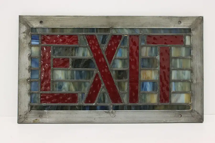 Main image of Craftsman Antique Salvage Stained Glass Exit Sign