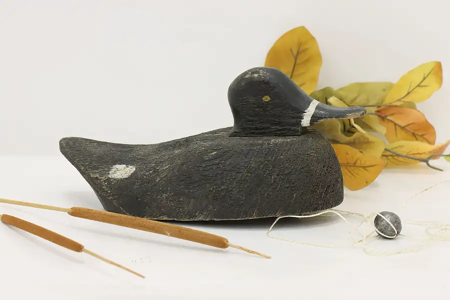 Main image of Farmhouse Antique Painted & Carved Duck Decoy Sculpture