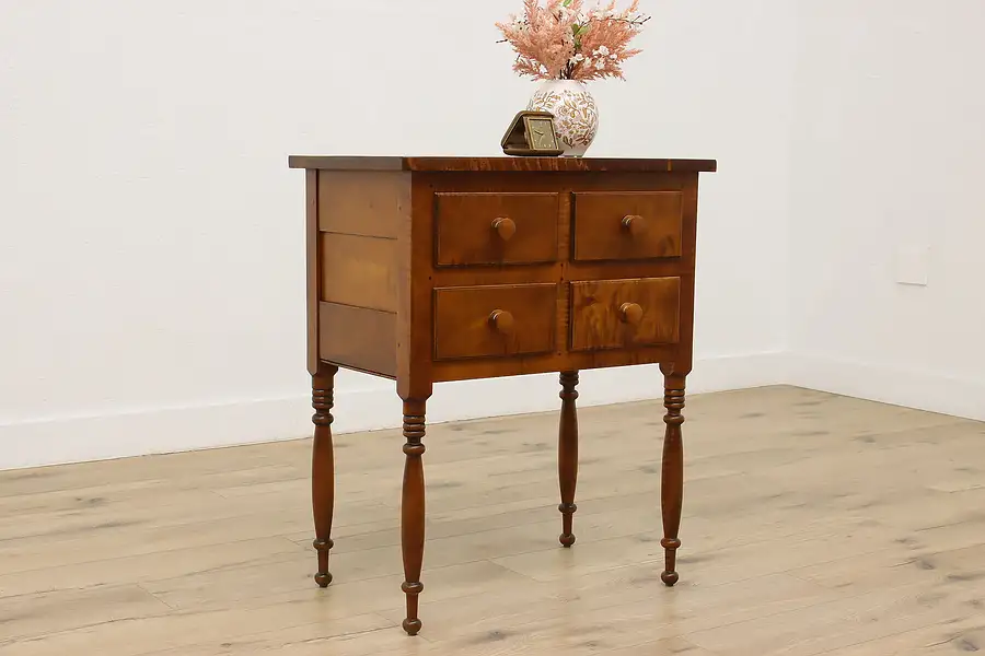 Main image of Sheraton Vintage Tiger Maple Chest Nightstand or End Table