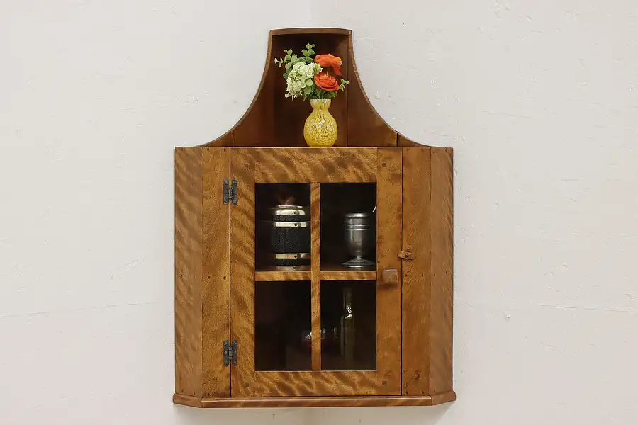 Main image of Farmhouse Vintage Birch Medicine or Display Corner Cabinet