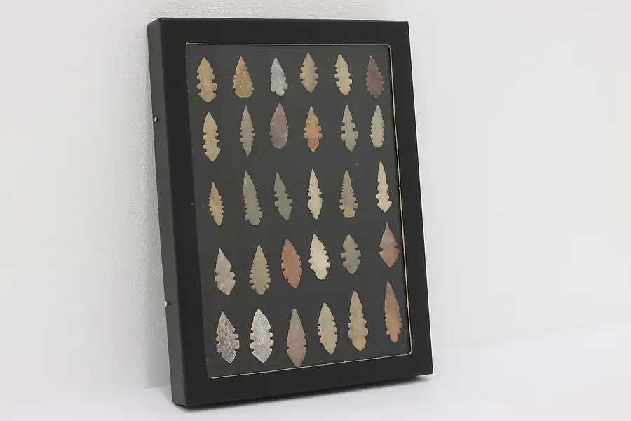 Main image of Indigenous Antique Framed Natural Material Arrowheads