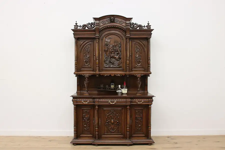 Main image of Renaissance Antique Carved Walnut Sideboard or Bar Cabinet