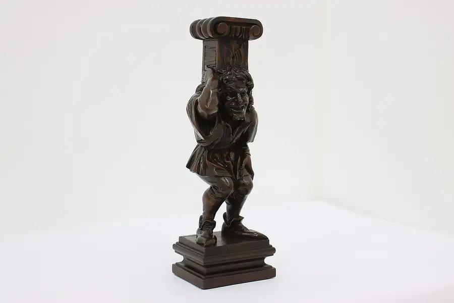 Main image of Renaissance Antique Carved Walnut Salvage Jester Sculpture