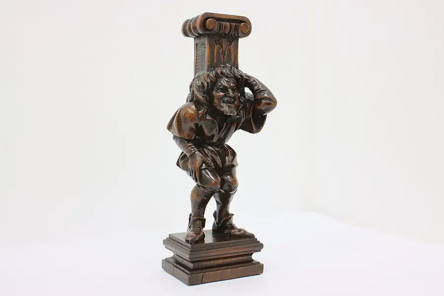 Main image of Renaissance Antique Carved Walnut Salvage Jester Sculpture