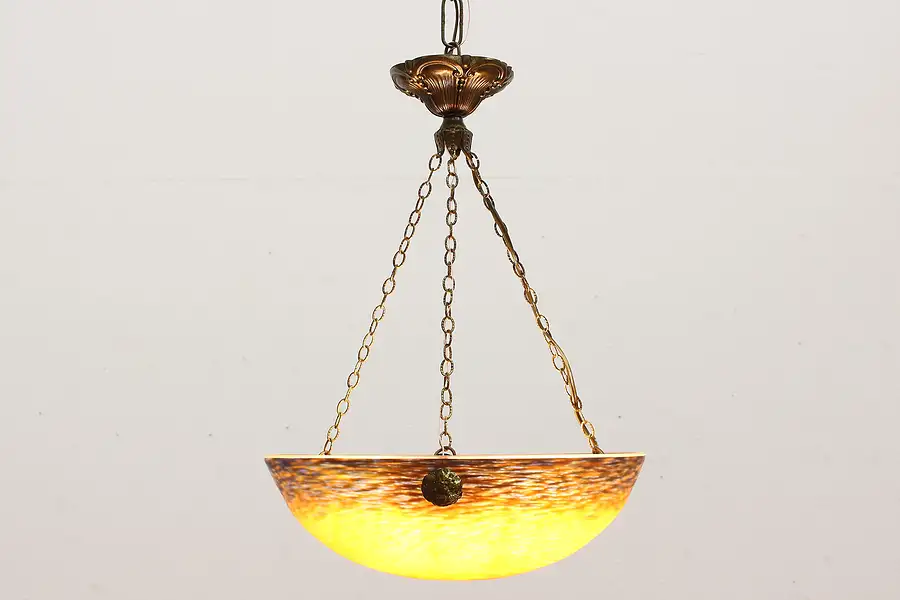 Main image of Art Deco Vintage Art Glass Chandelier Light Fixture