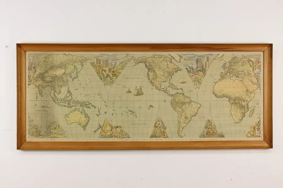 Main image of WWII Vintage Framed World Map, Welders, Electric Fusion 66"