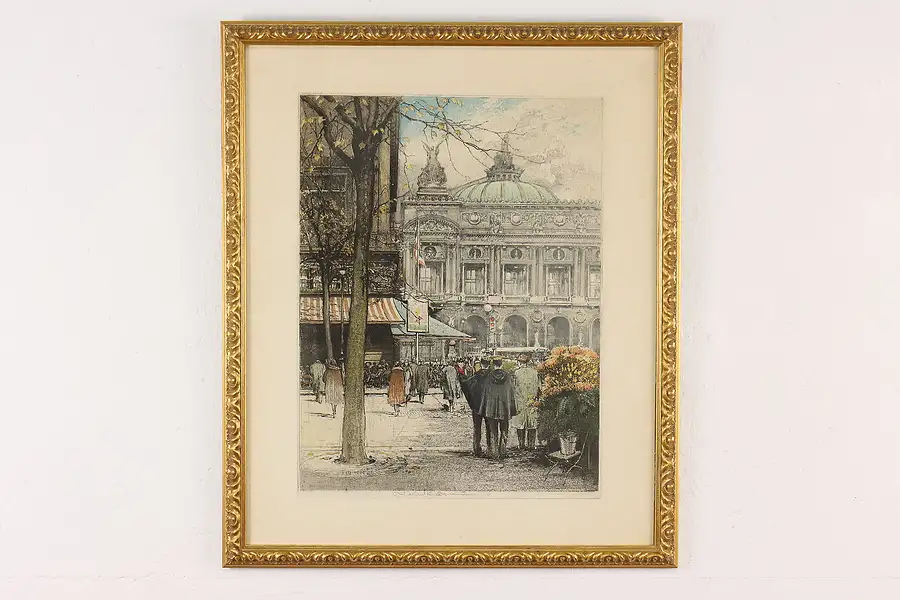 Main image of Opera House Paris Vintage Original Etching, Kasimir 23.5"