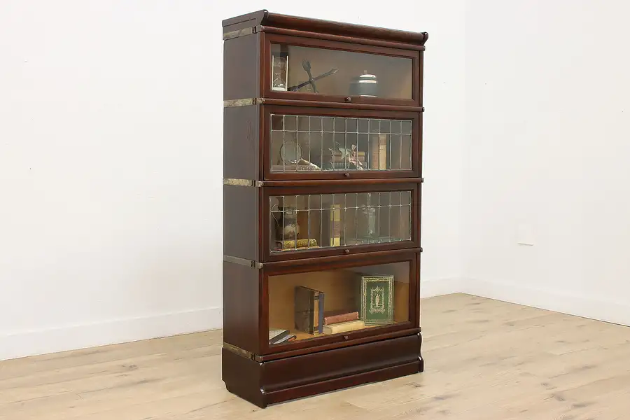 Main image of Macey Antique Craftsman Oak 4 Stack Lawyer Bookcase, Leaded