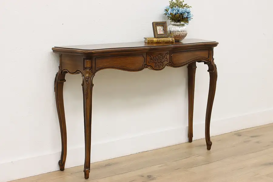 Main image of Country French Walnut Hall Console Sofa Table Thomasville