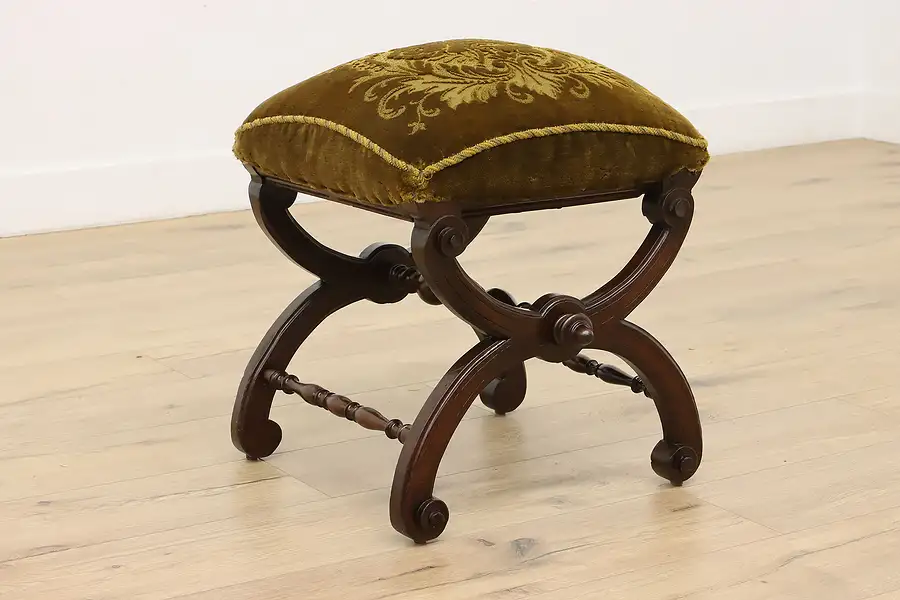 Main image of Victorian Antique Stool or Bench Original Mohair Upholstery