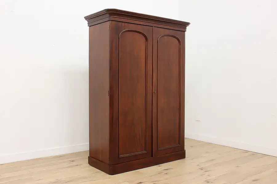 Main image of Victorian English Antique Mahogany Armoire Wardrobe, Closet