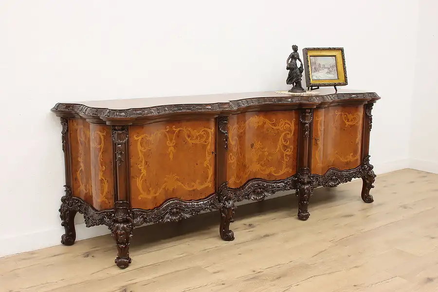 Main image of Italian Baroque Marquetry Sideboard Server Buffet TV Console