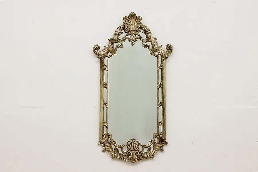 Main image of La Barge Silver Gilt Wall Mirror, Carved Leaves