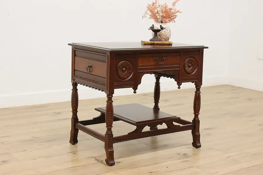 Main image of Victorian Antique Carved Walnut Hall, Lamp or Center Table