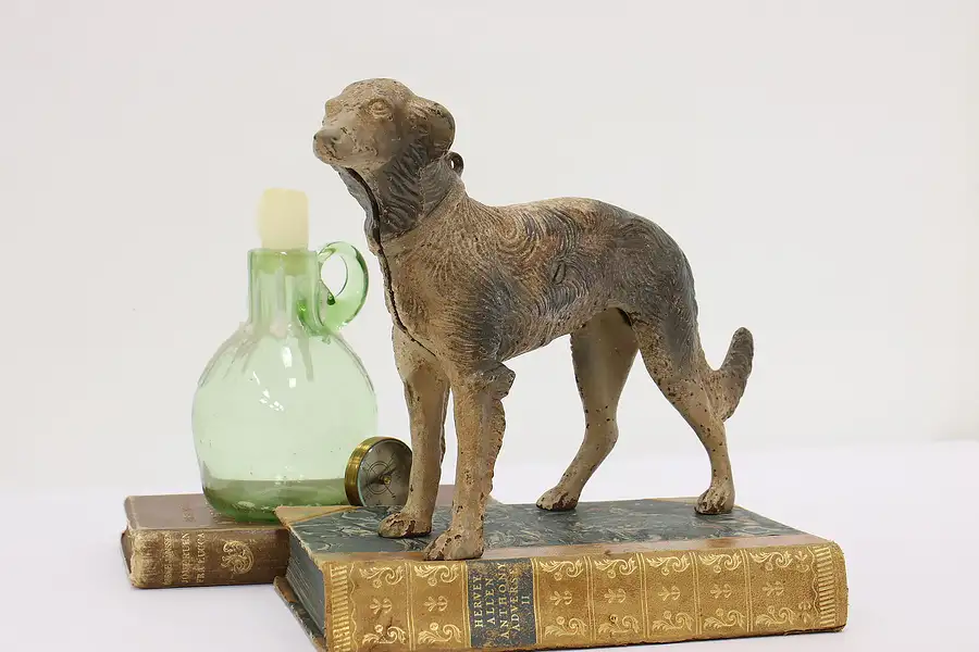 Main image of Farmhouse Antique Painted Cast Iron Borzoi Dog Doorstop