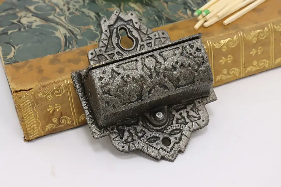 Main image of Victorian Antique Painted Cast Iron Wall Match Holder