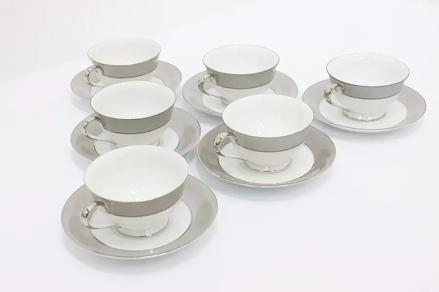 Main image of Midcentury Modern Vintage Set of 6 Tea Cups & Saucers Sango