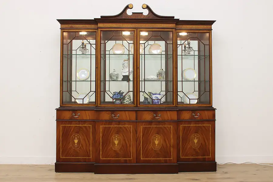 Main image of English Georgian Mahogany Breakfront China Display Cabinet