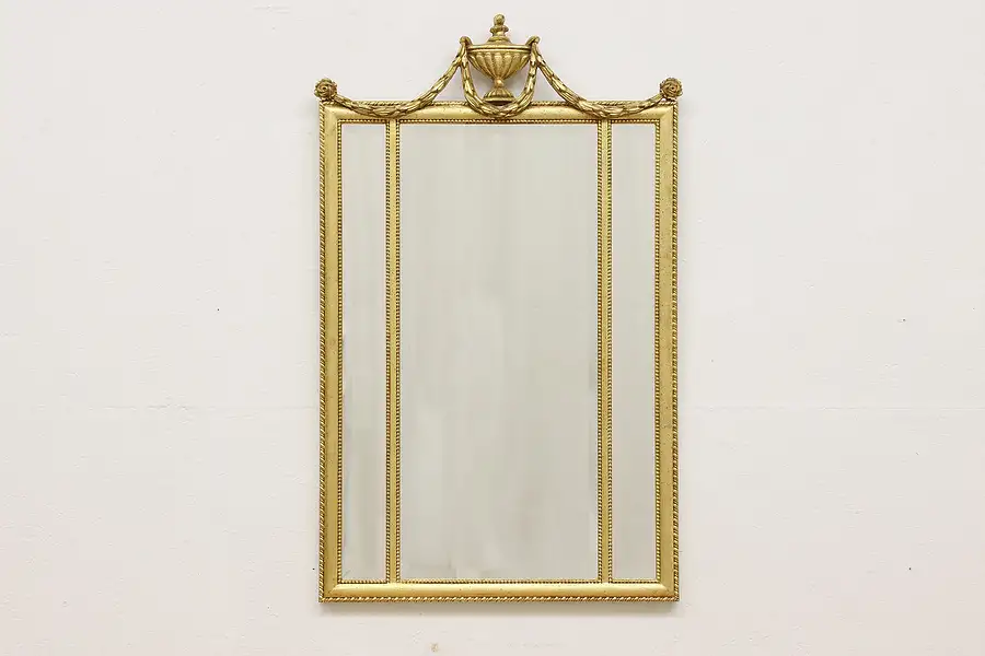 Main image of Georgian Vintage Carved Gold Beveled Mirror, Ethan Allen 47"