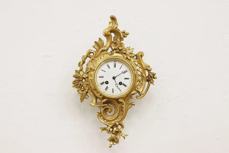 Main image of French Rococo Antique Bronze Cartouche Clock, Dumoulinneuf