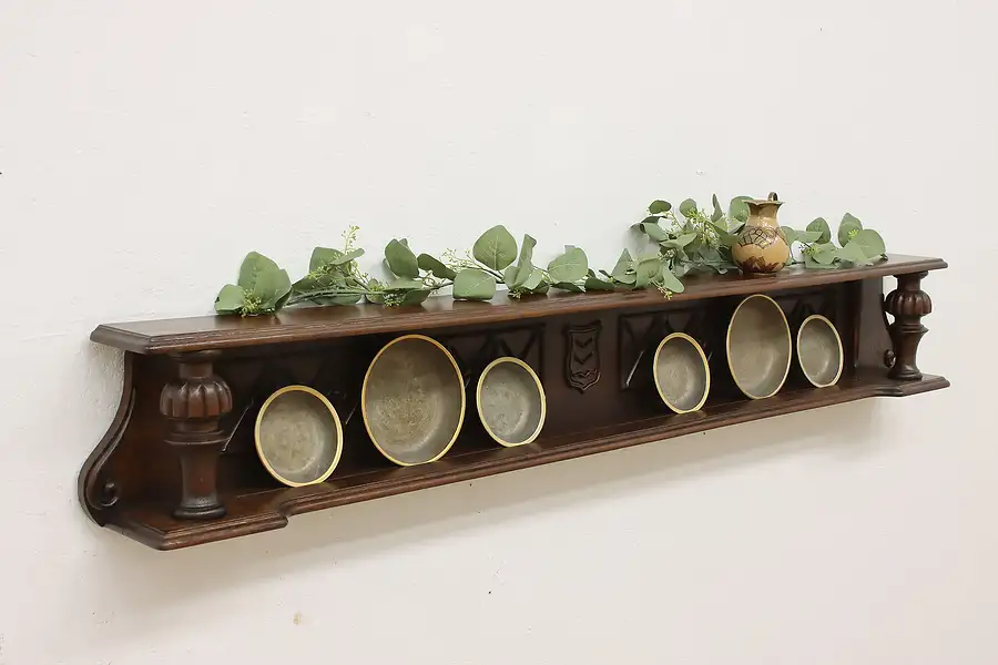 Main image of Renaissance Vintage Carved Oak Salvage Wall Shelf 77"