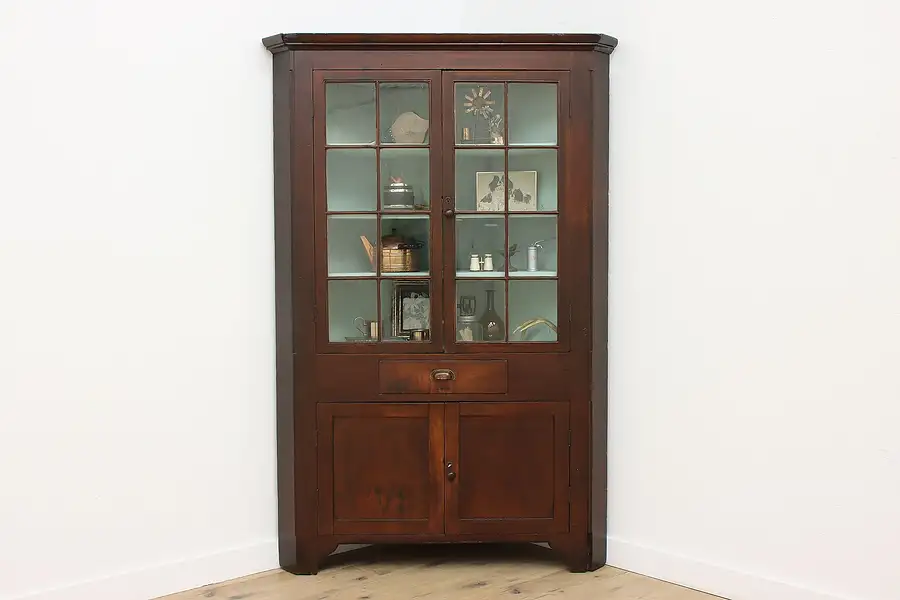 Main image of Federal Antique 1820s Walnut Corner Cupboard Display Cabinet