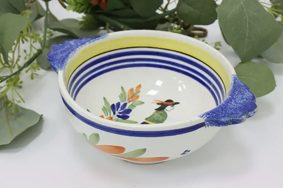 Main image of French Vintage Hand Painted Porringer Soup Bowl, Quimper