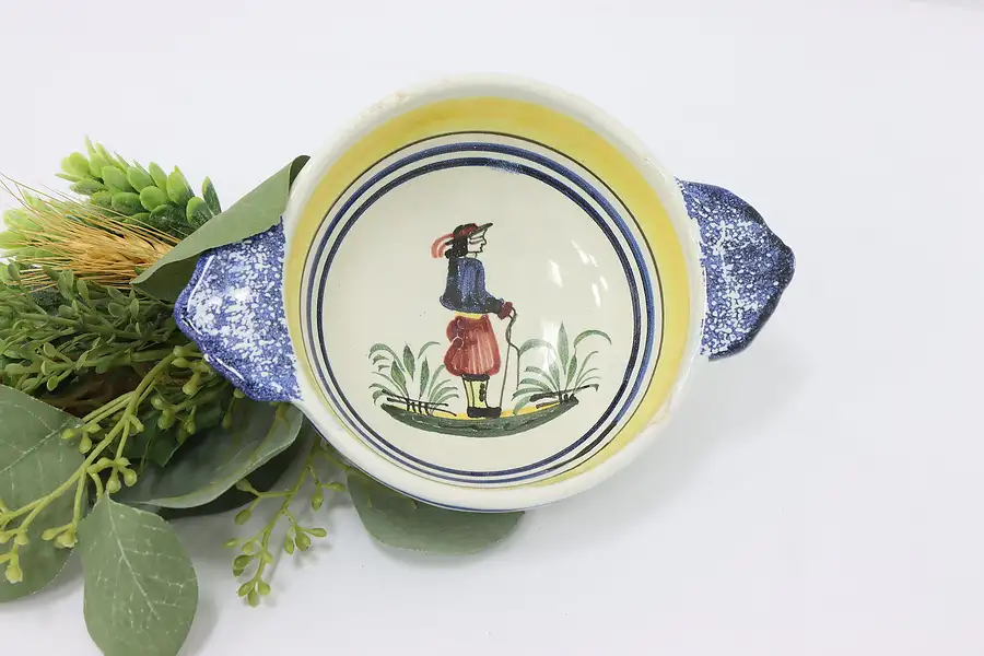 Main image of French Vintage Hand Painted Porringer Soup Bowl, Quimper