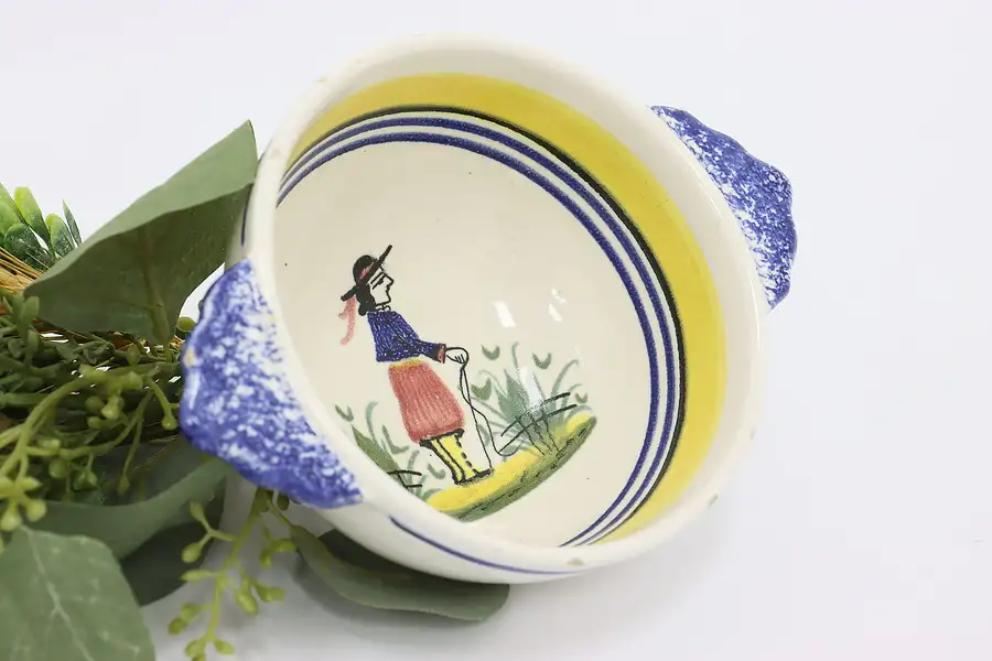 Main image of French Vintage Hand Painted Porringer Soup Bowl, Quimper