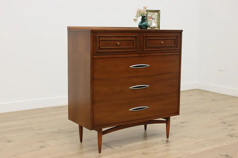 Main image of Midcentury Modern Vintage Walnut & Aluminum Dresser Broyhill