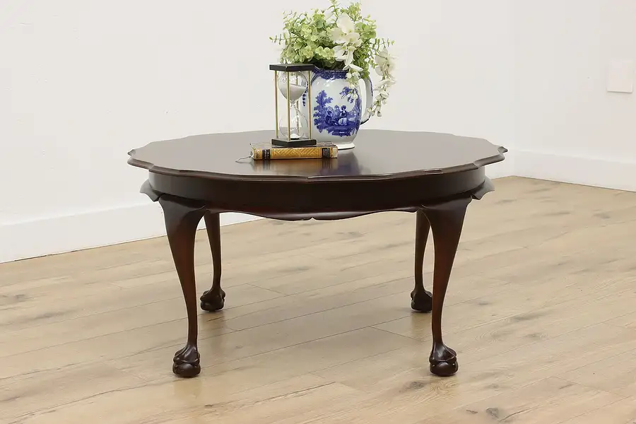 Main image of Georgian Vintage Mahogany Coffee Table, Carved Ball & Claw