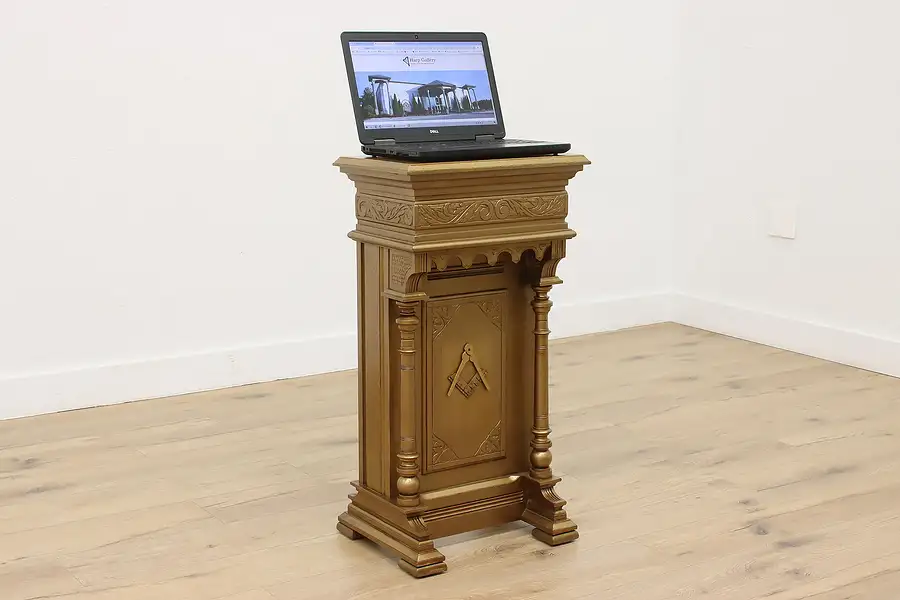 Main image of Masonic Lodge Victorian Antique Pedestal Bible Stand Podium