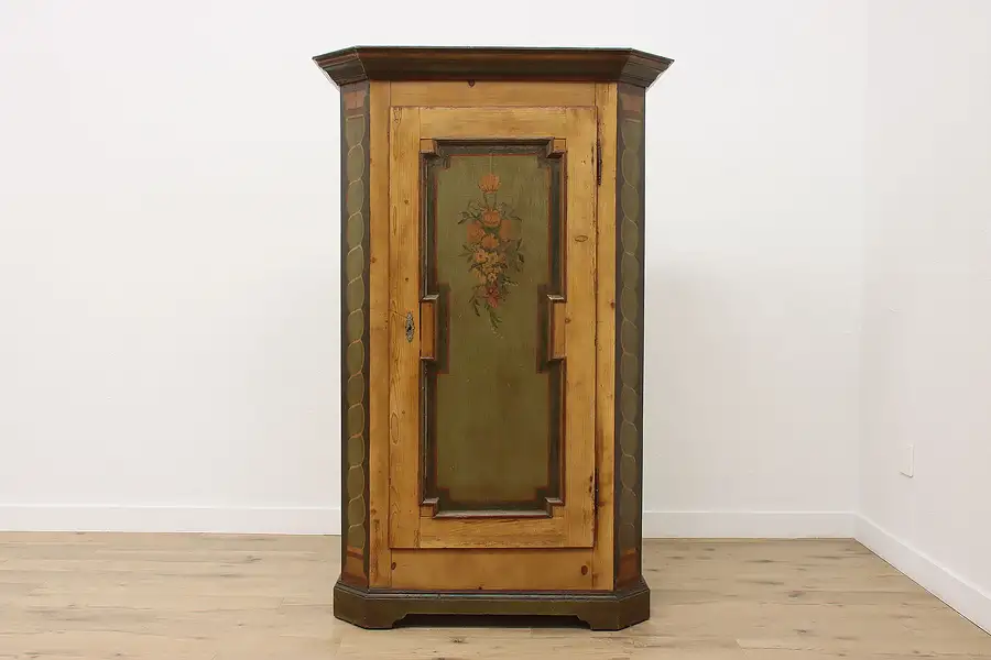 Main image of Farmhouse Painted Pine Antique Wardrobe, Armoire or Closet