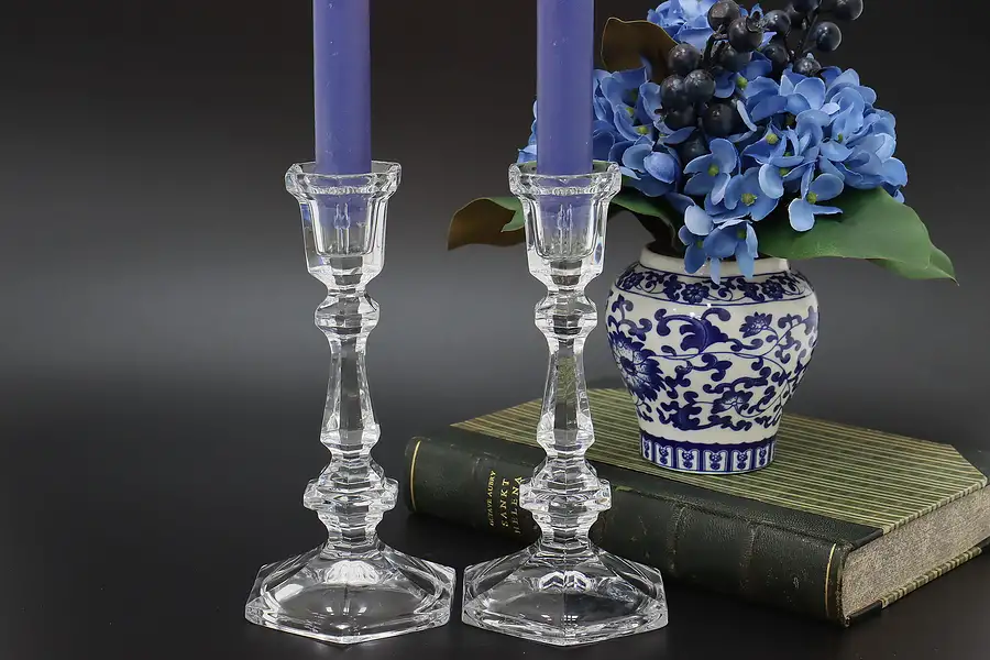 Main image of Pair of Traditional Vintage Glass Candlesticks