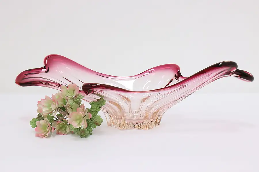 Main image of Italian Vintage Blown Pink Art Glass Sculpture, Murano